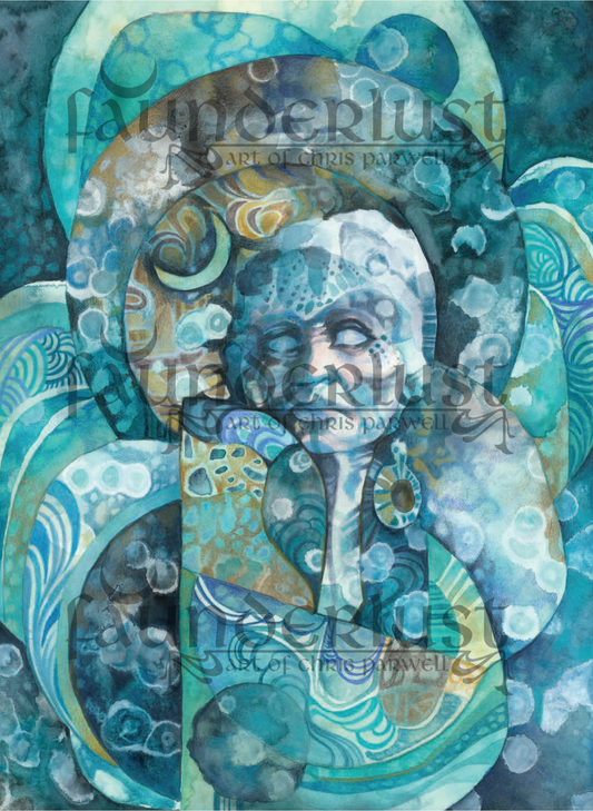 From Azure Veins, All Rivers Return to Her Faunderlust Crone Art Print