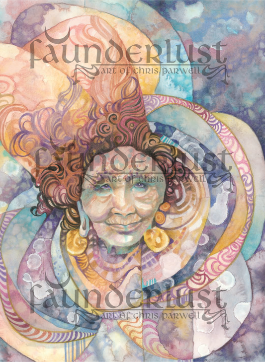 She Wrote the Sky in Feathered Tongue Faunderlust Crone Art Print